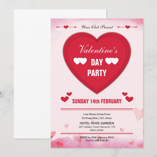 Valentine's Day Party Invitation Flyer (Front/Back)