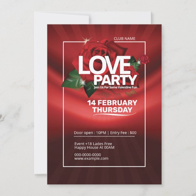 Valentines day Party Invitation Flyer (Front)
