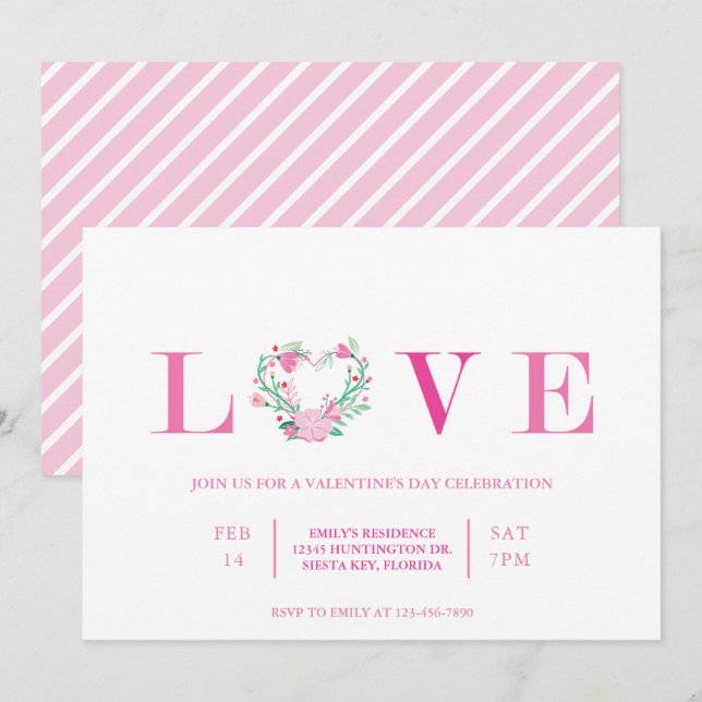 Valentine's Day Party Invitation Love Galentine (Front/Back)