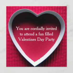 Valentines Day Party Invitation Red Heart Design