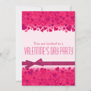 Valentine's day party pink hearts invitation
