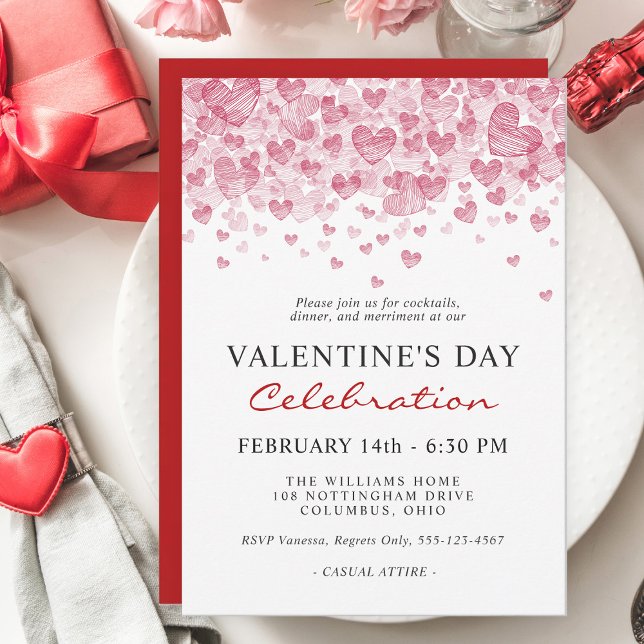 Valentine's Day Party with Red Hearts Invitation (Creator Uploaded)