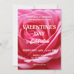 VALENTINES DAY PARTY WITH RED ROSE INVITATION