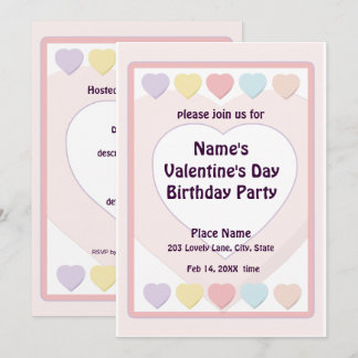 Valentine's Day Pastel Birthday Party N Invitation