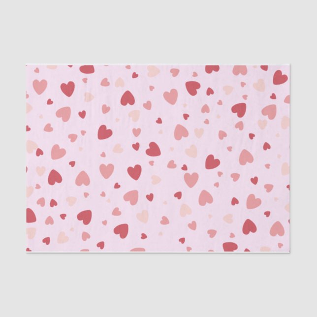 Valentine's Day Pastel Red and Pink Hearts  Tissue Paper (Front)