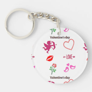 Valentine's day pattern on white keychain