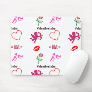 Valentine's day pattern on white mouse pad