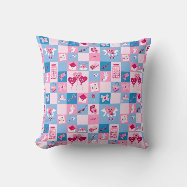 Valentines Day pattern Throw Pillow (Front)