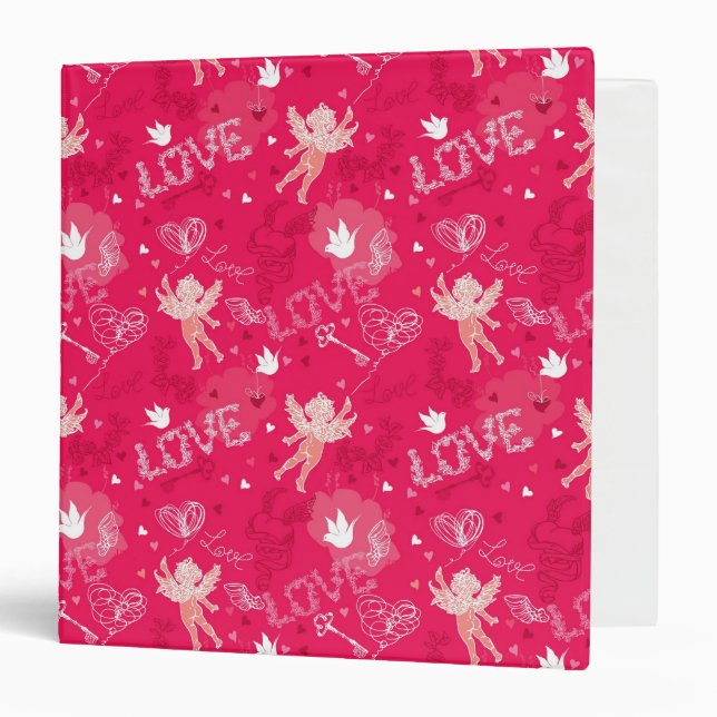 Valentine's Day  Pattern With Cupid Binder (Front/Inside)