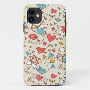 Valentine's Day Pattern with Cupid iPhone 11 Case