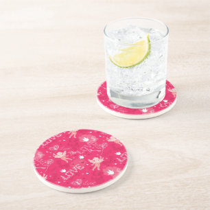 Valentine's Day  Pattern With Cupid Coaster