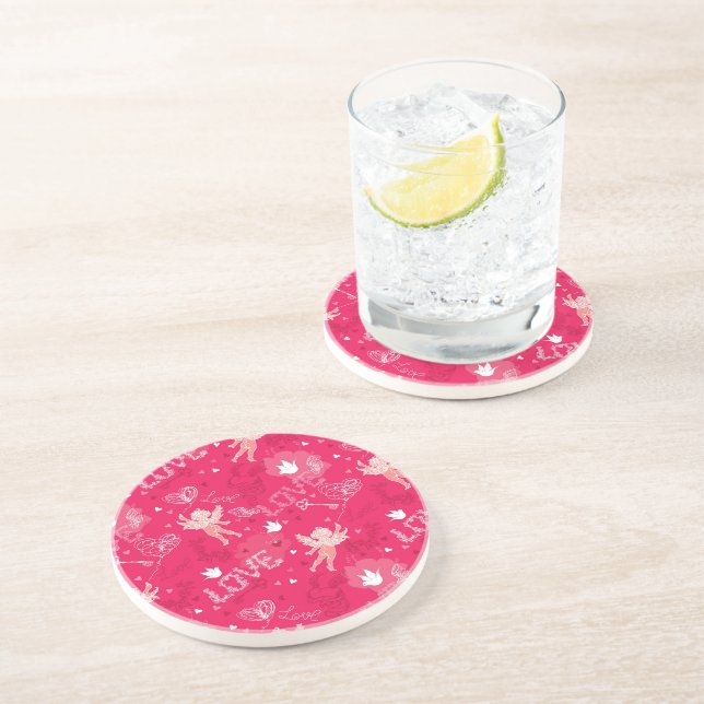 Valentine's Day  Pattern With Cupid Coaster (Side)