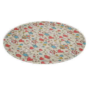 Valentine's Day Pattern with Cupid Cutting Board