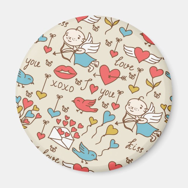 Valentine's Day Pattern with Cupid Magnet (Front)