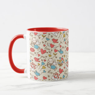 Valentine's Day Pattern with Cupid Mug