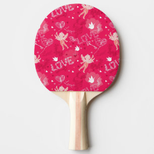 Valentine's Day  Pattern With Cupid Ping Pong Paddle