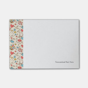 Valentine's Day Pattern with Cupid Post-it Notes