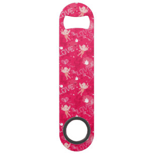 Valentine's Day Pattern With Cupid Speed Bottle Opener
