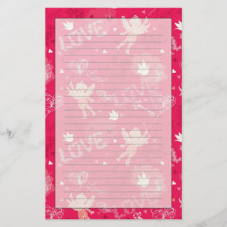 Valentine's Day  Pattern With Cupid Stationery