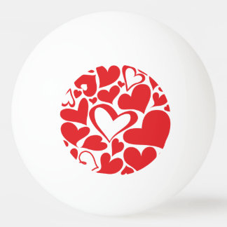 Valentine's Day pattern with red hearts Ping Pong Ball