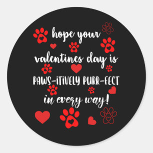 Valentines Day Paws Heart Dog Lover Classic Round Sticker