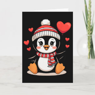 Valentine's Day Penguin Heart Bylloon Cute  Card