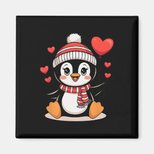 Valentine's Day Penguin Heart Bylloon Cute Magnet