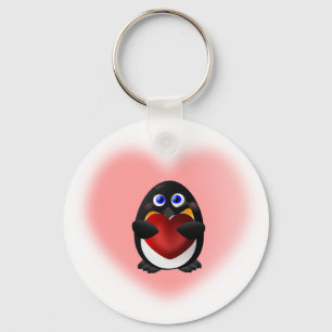 Valentine's Day Penguin with Heart Keychain
