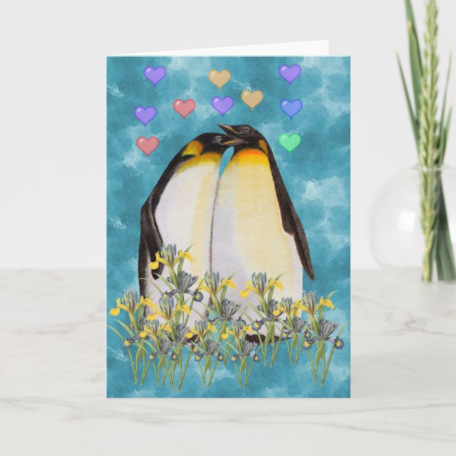 Valentine's Day Penguins Holiday Card (Front)