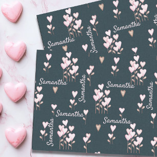 Valentine's Day Personalized name Heart Flowers  Tissue Paper
