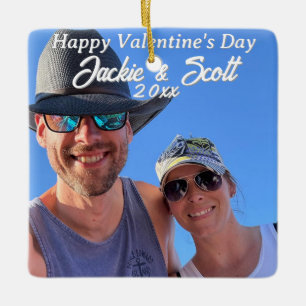   Valentine's Day  PERSONALIZED Photo & Names Ceramic Ornament