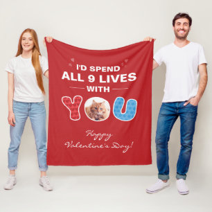 Valentines Day Pet Photo Custom Fleece Blanket