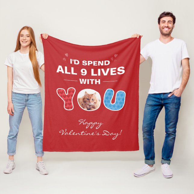 Valentines Day Pet Photo Custom Fleece Blanket (In Situ)