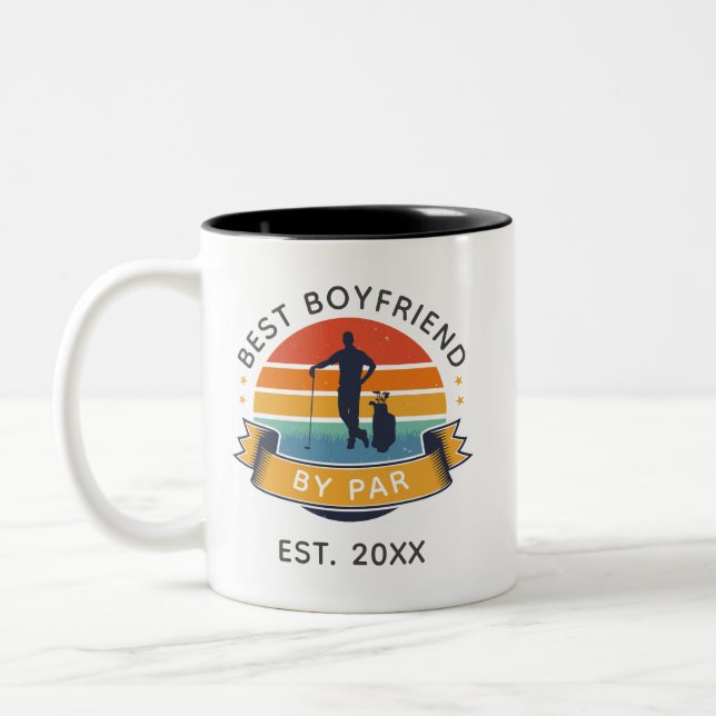 Valentine's Day Photo Best Boyfriend By Par Golfer Two-Tone Coffee Mug (Left)