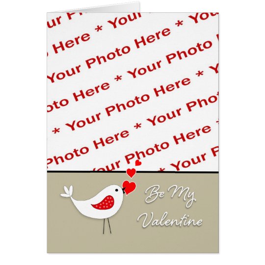 Valentine's Day Photo Card-Cute Bird with Hearts Card