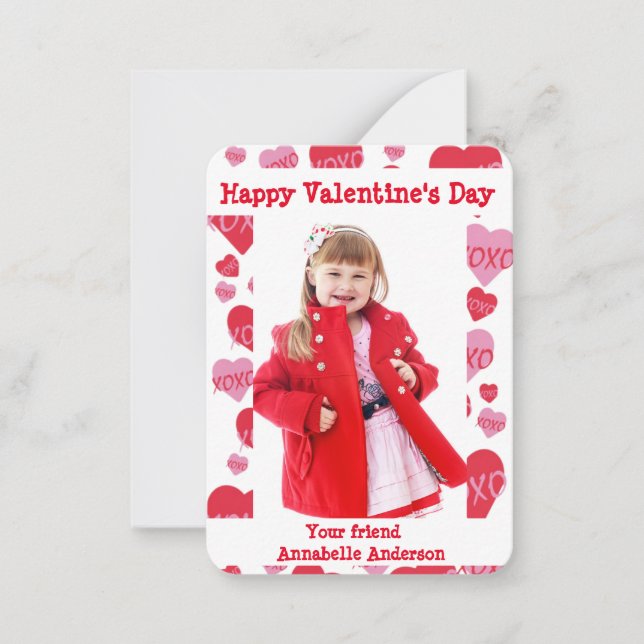 Valentines Day Photo Classroom XOXO Sweethearts Card (Front)