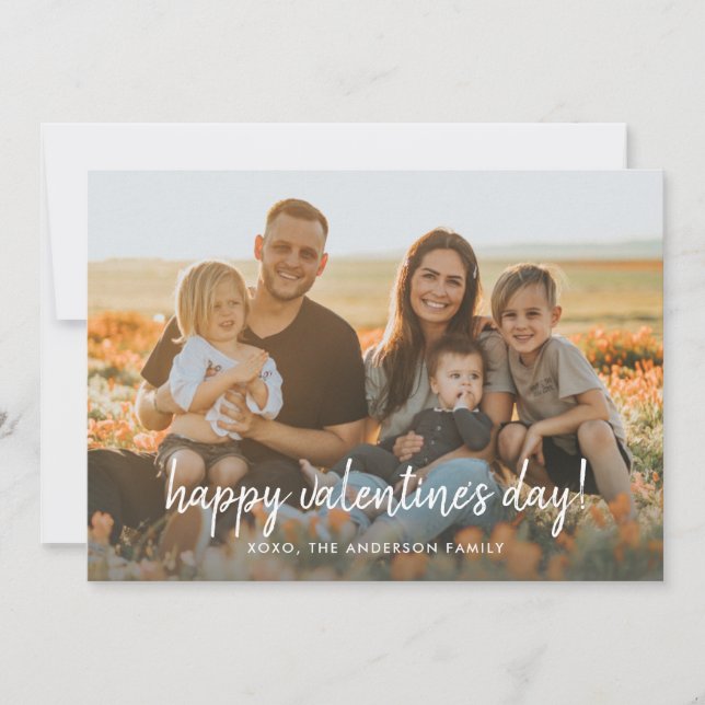 Valentine's Day Photo | Elegant Stylish Script Holiday Card (Front)