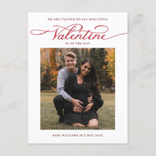 Valentine's Day Photo Pregnancy  Announcement Postcard