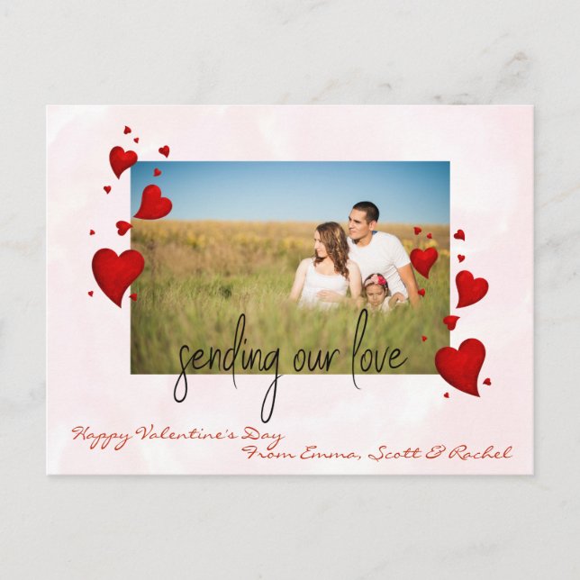 Valentine's Day Photo Template Sending Our Love Postcard (Front)