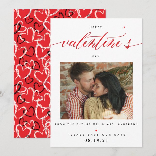 Valentine's Day Photo Wedding Save The Date (Front/Back)