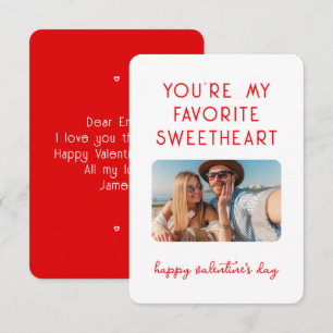 Valentines Day Photo You're My Favourite Sweethear Card