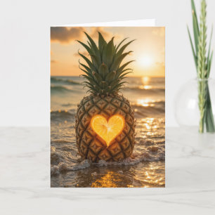 Valentine's Day Pineapple With a Glowing Heart Card