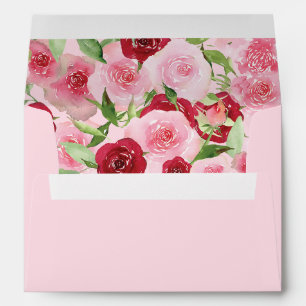 Valentine's Day Pink and Red Floral  Envelope