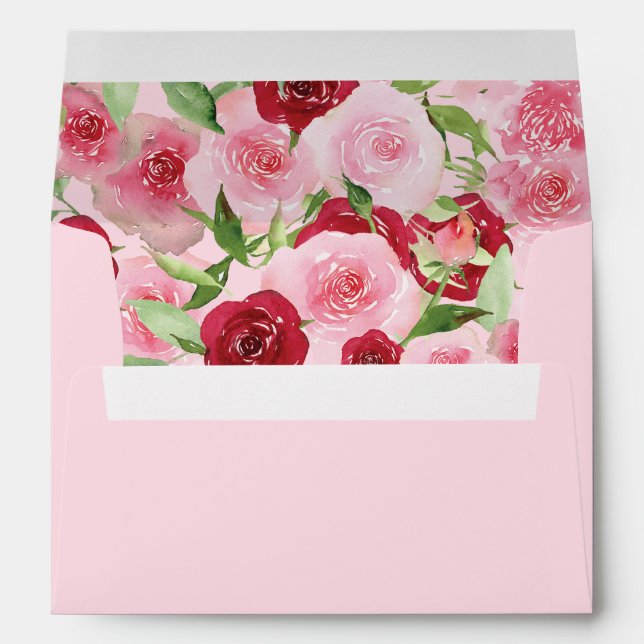 Valentine's Day Pink and Red Floral  Envelope (Back (Bottom))