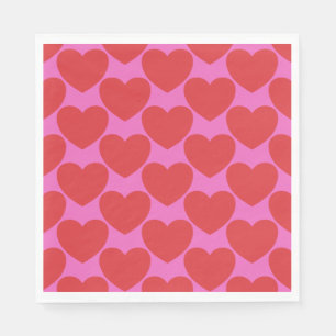 Valentine's Day Pink and Red Heart Pattern Party Napkin