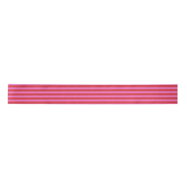 Valentine's Day Pink and Red Stripes Pattern Satin Ribbon (Front)