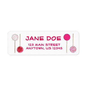 Valentine's Day Pink Cake Pop Pops Address Labels