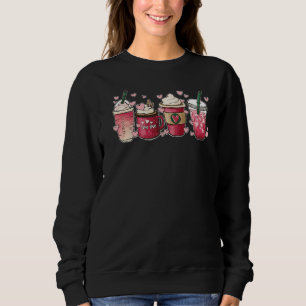Valentines Day Pink Coffee Cups Latte Iced Cream C Sweatshirt