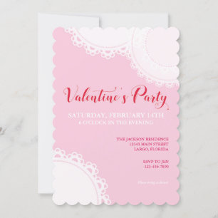 Valentine's Day Pink Doilies Party Invitation