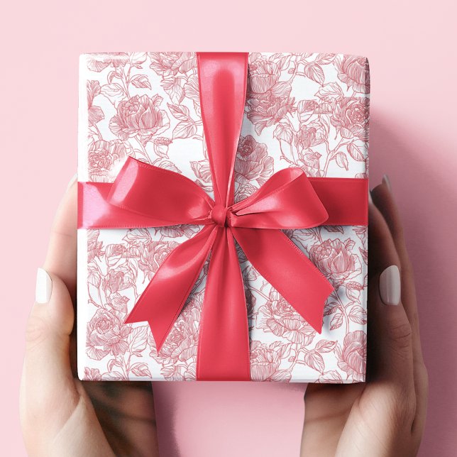 Valentine's Day Pink Elegant Roses Wrapping Paper  (Creator Uploaded)